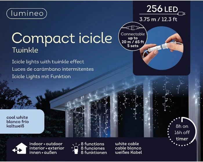 256 LED Cool White Twinkle Effect Icicle Lights - image 4