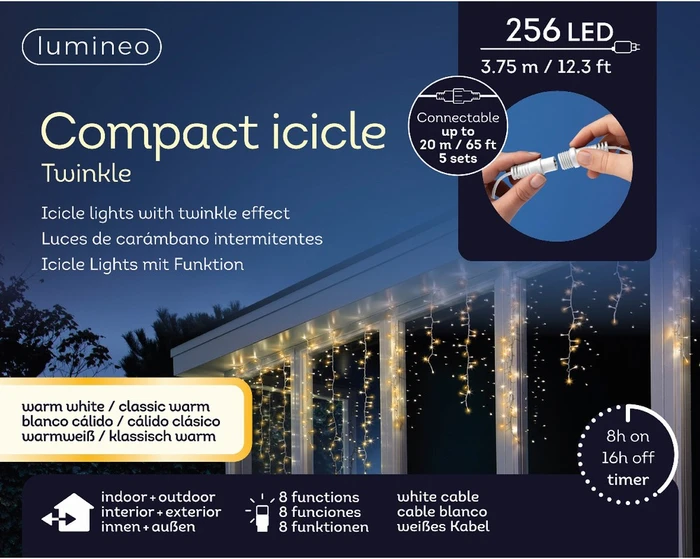 256 LED Two Tone Gold Mix Twinkle Effect Icicle Lights - image 4