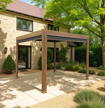 Amalfi Wood Foil Pergola 3x3m with 4pcs Screens with LED light - image 1