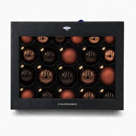 Pack of 21 Espresso Glass Baubles