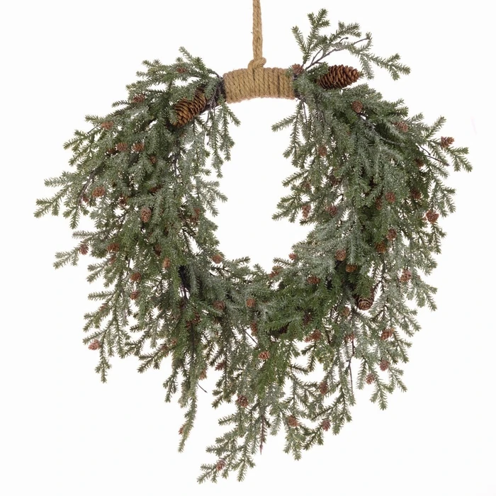 Frosted Teardrop 64cm Jute Wreath - image 1