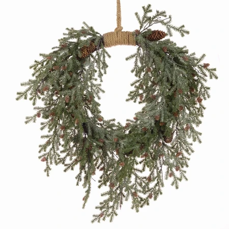 Frosted Teardrop 64cm Jute Wreath - image 1