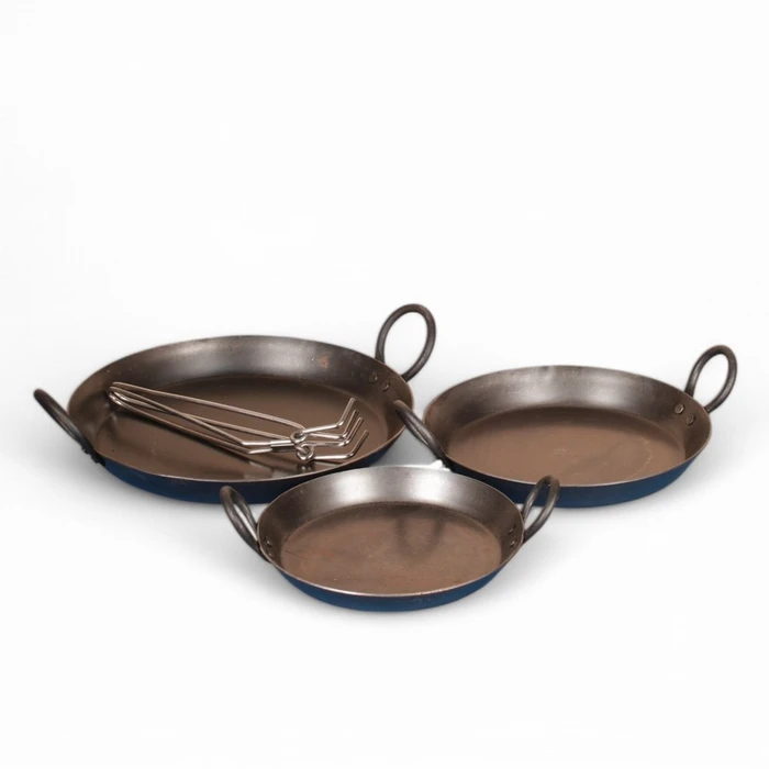 Kadai Set of 3 Skillets + Tongs - image 1