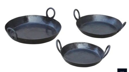 Kadai Set of 3 Skillets + Tongs - image 2