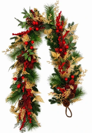 Gold Mixed Pine & Berry 6ft Garland