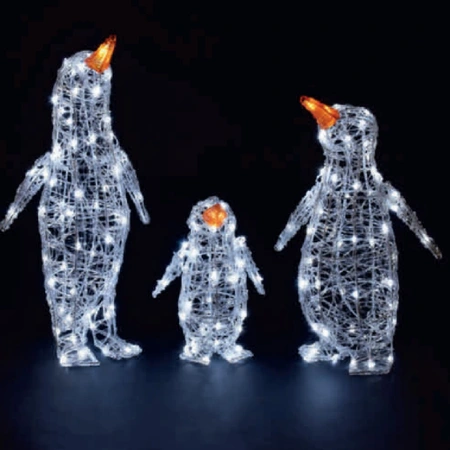 Penguin Family 160 LEDs Spun Acrylic 60cm
