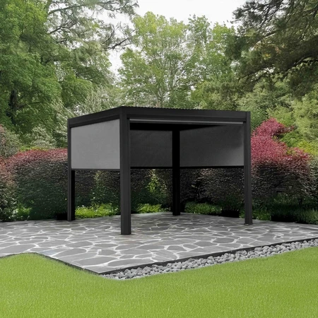 Amalfi Gazebo with LED Strip Lights and Curtains Anthracite 3x3