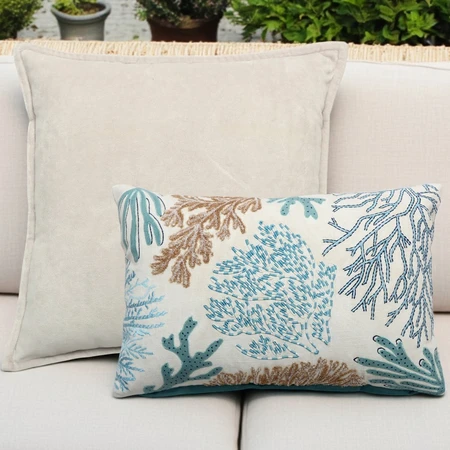 Oceanscape Ecru Tumbled Velvet Cushion - image 2