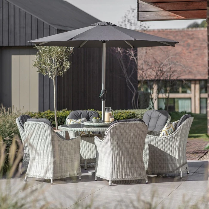 Monterey 140cm 6 Seat Round Dining Set Dove Grey