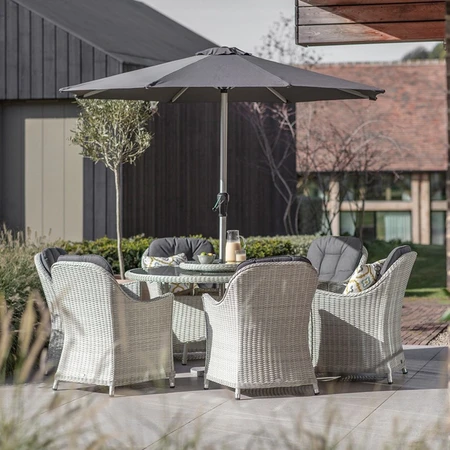Monterey 140cm 6 Seat Round Dining Set Dove Grey