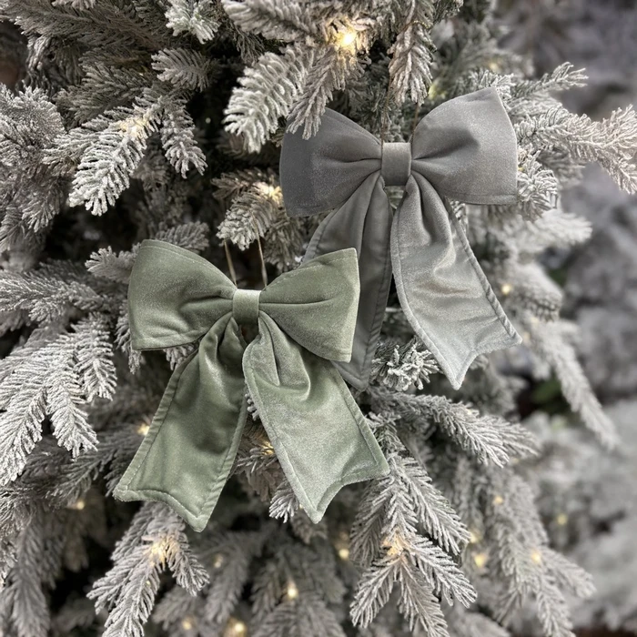 SW Silver Velvet Bow Hanging Dec