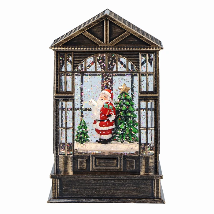 Santa And Tree Greenhouse Waterspinner Large