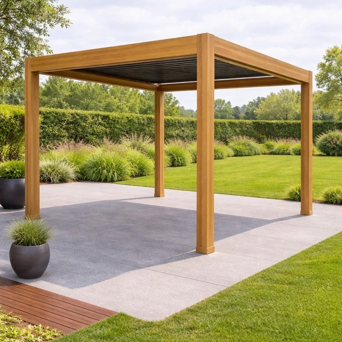 Alfresco Pergola 3X3M Teak Wood Effect