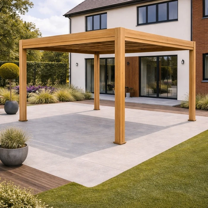 Alfresco Pergola 3X4M Teak Wood Effect