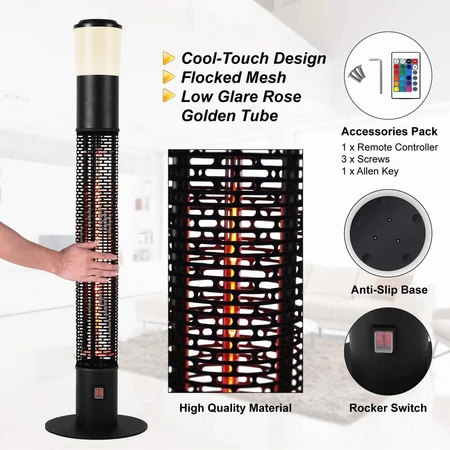 Large Stand Up Bluetooth Heater With Light 1500W - image 4