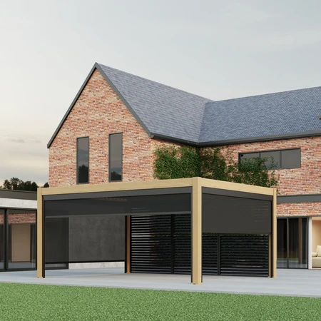 Riviera 4x3 Wood Effect with Blinds and Anthracite Panels