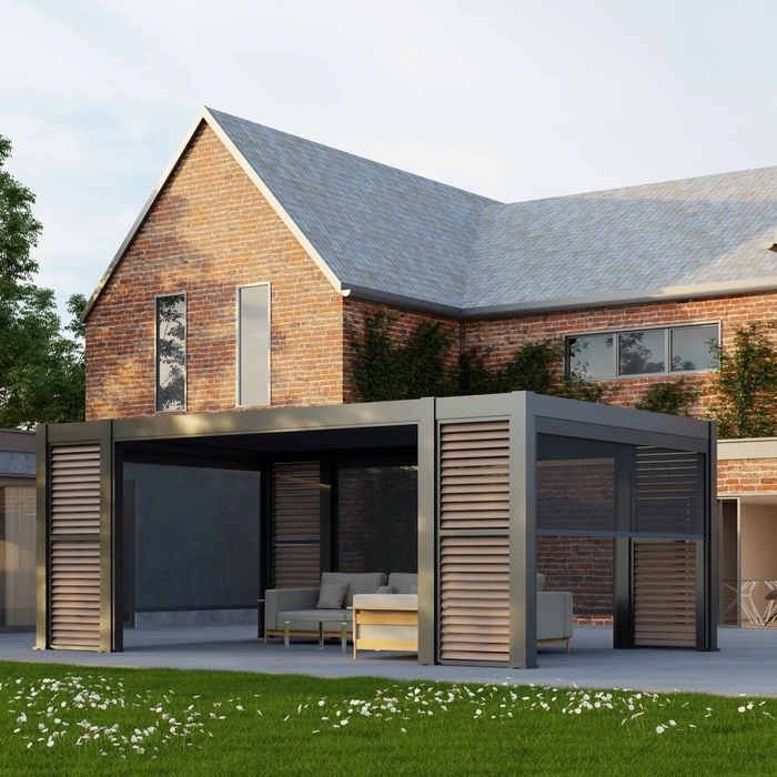 Riviera 6x3 Anthracite with Blinds and Wood Effect Panels - image 1