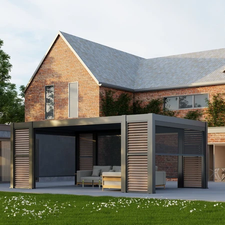 Riviera 6x3 Anthracite with Blinds and Wood Effect Panels - image 1