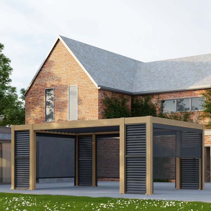 Riviera 6x3 Wood Effect with Blinds and Anthracite Panels - image 1