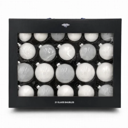 Pack of 21 White Glass Baubles - image 1