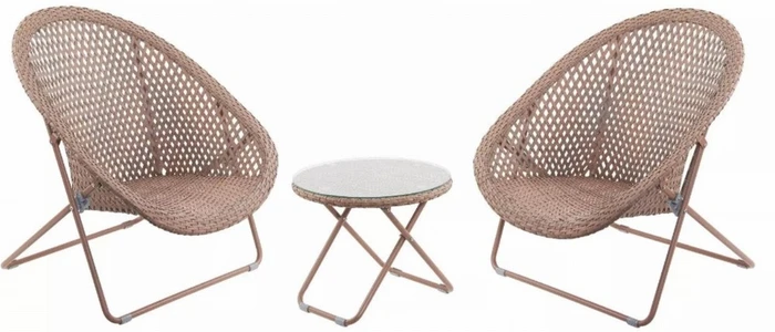 COPPER FAUX RATTAN LOUNGER SET - image 2