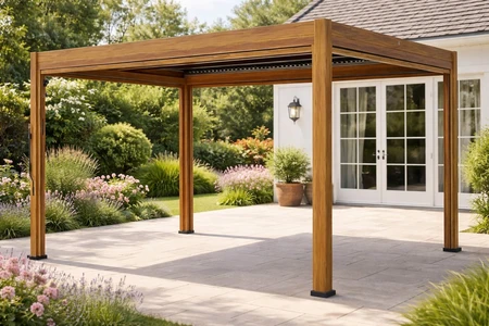 Alfresco Pergola 3X4M Teak Wood Effect