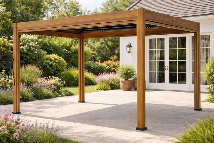 Alfresco Pergola 3X4M Teak Wood Effect - image 1