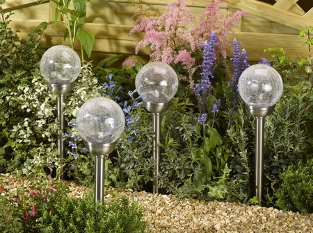 Blue Diamond Decor Crackle Glass Orb Stake - image 6
