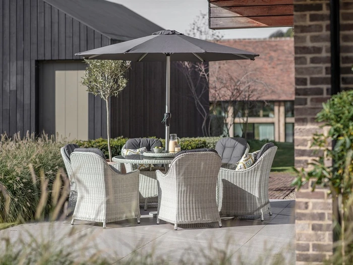 Monterey 140cm 6 Seat Round Dining Set Dove Grey