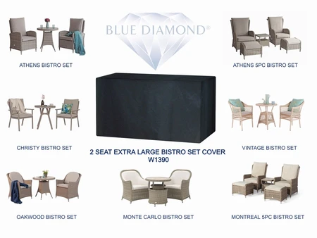 2 Seater Ex Large Bistro Set Cover Black - image 5