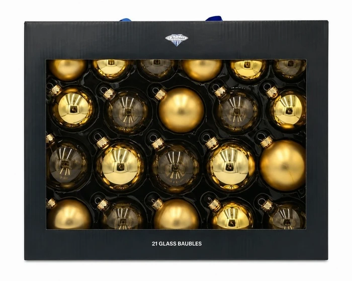 Pack of 21 Gold Glass Baubles - image 1