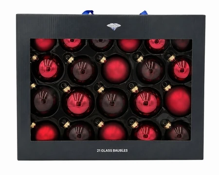 Pack of 21 Burgundy Glass Baubles