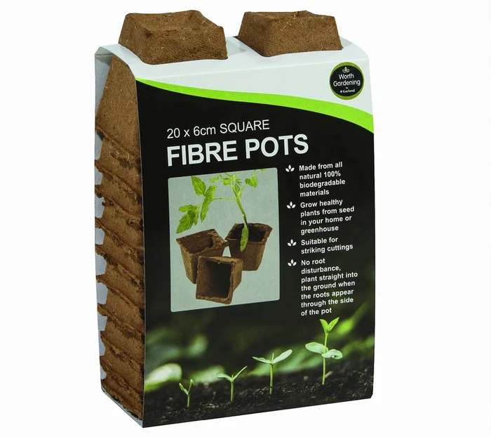 Square Fibre Pots 20Pk