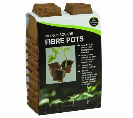 Square Fibre Pots 20Pk