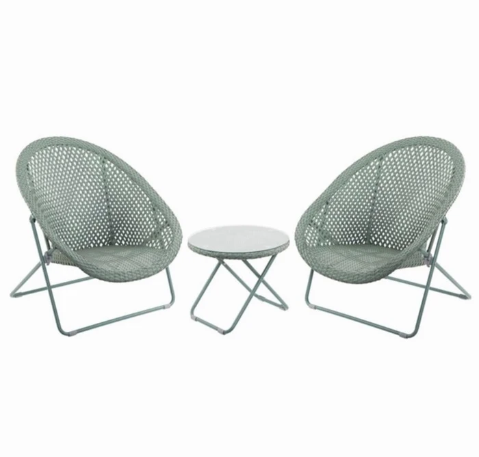 Faux Rattan Folding Lounge Set Green - image 3