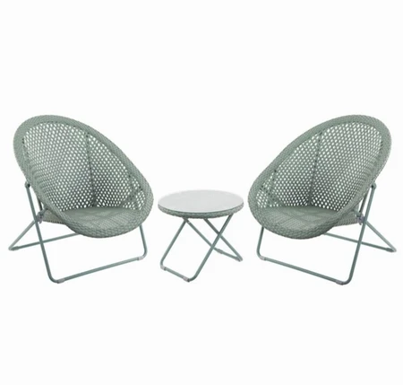 Faux Rattan Folding Lounge Set Green - image 3