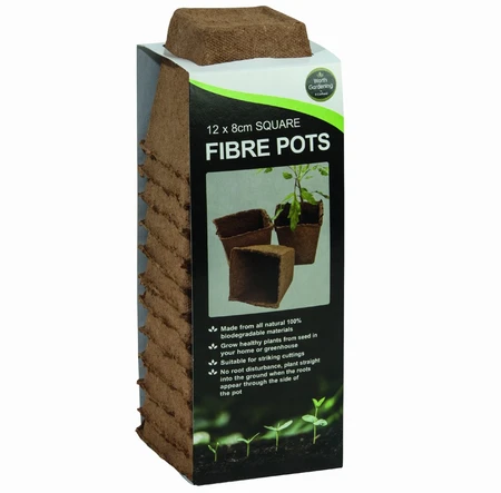 Square Fibre Pots 12Pk - image 2