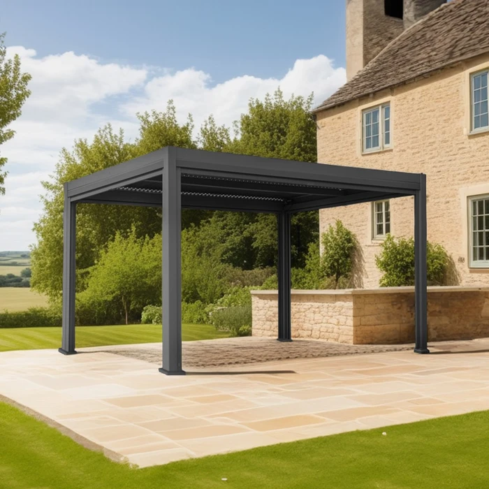 Amalfi Gazebo with LED Light and Curtains Antracite 3x4