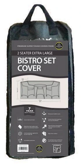 2 Seater Ex Large Bistro Set Cover Black - image 3