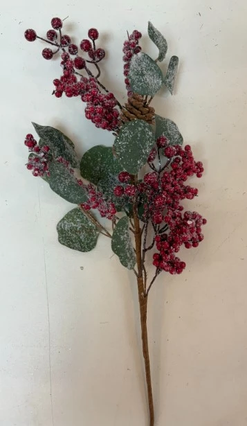 WD 60cm Christmas Berry Stem Frosted