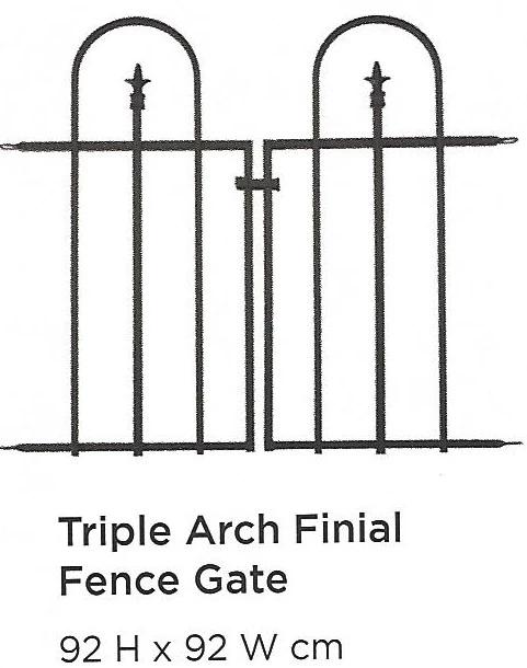 Triple Arch Finial Fence Gate Black - image 1