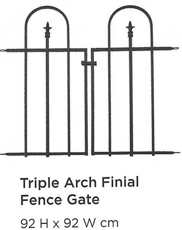Triple Arch Finial Fence Gate Black