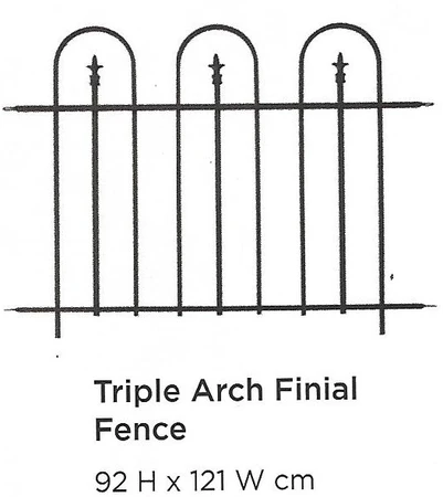 Triple Arch Finial Fence Black
