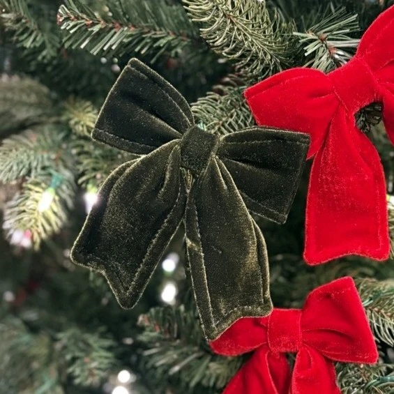 TD Green Velvet Bow Hanging Dec - image 1