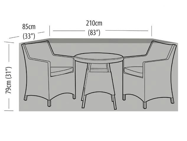 2 Seater Ex Large Bistro Set Cover Black - image 2