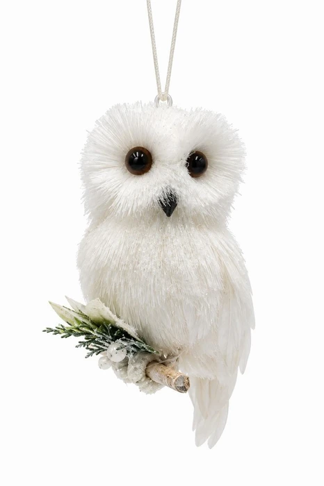 White Bristle Owl Hanging Decoration