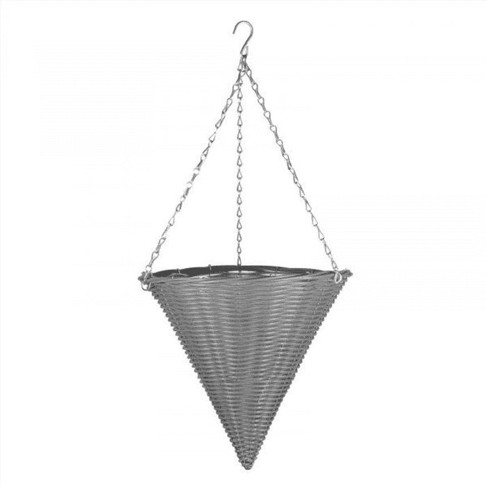 Slate Faux Rattan Hanging Cone