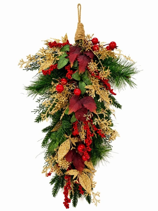 Gold Mixed Pine & Berry Teardrop