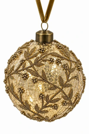 Gold Beaded Trellis Bauble - image 1