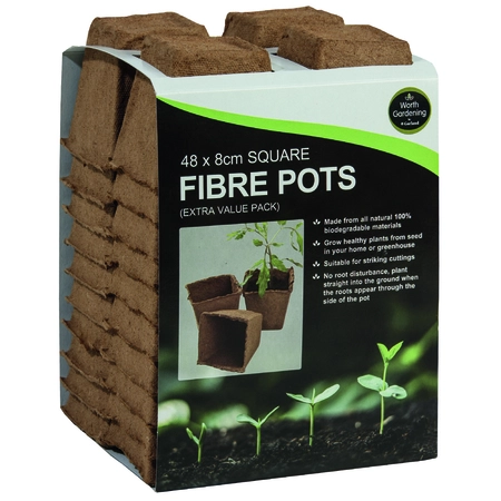 Square Fibre Pots Extra Value Pack 48Pk - image 3